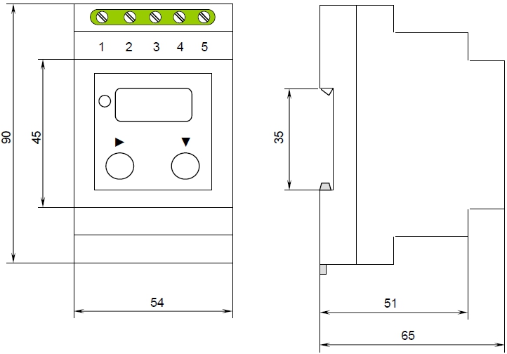 Схема габаритных и установочных размеров реле Л-19