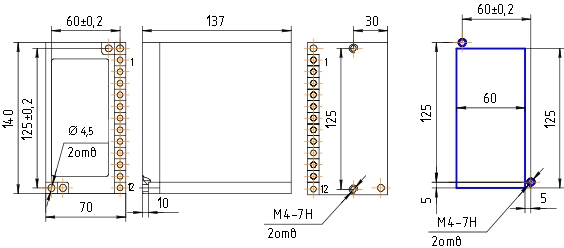 Схема габаритных размеров реле НЛ-7
