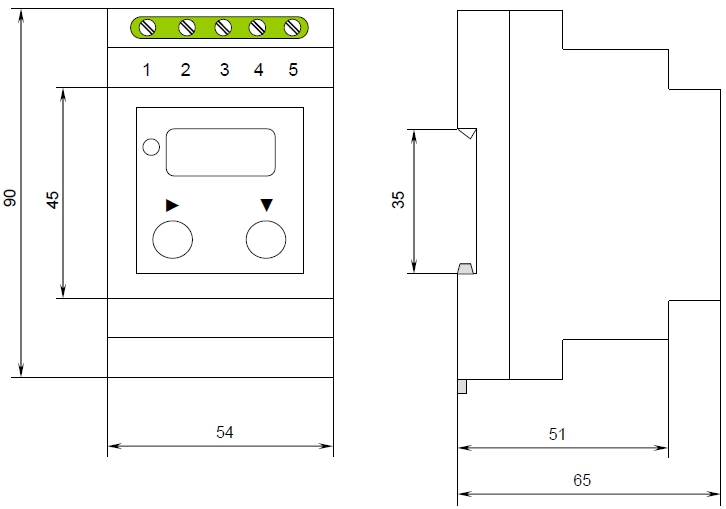 Схема габаритных и установочных размеров реле НЛ-18-1 и НЛ-18-2