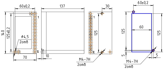 Схема габаритных размеров реле НЛ-9
