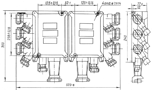 Схема габаритных размеров ящика клеммного ЯК-48816223