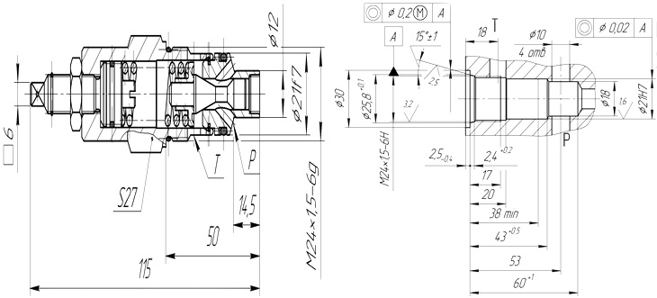 Схема габаритных размеров клапана КПУ-10/*БВВ