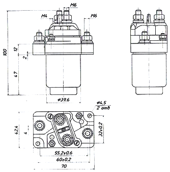 Схема габаритных размеров контактора ТКС-111-ДОД