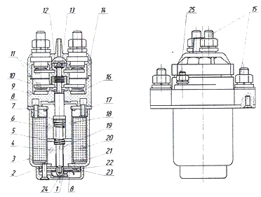 Общая схема контактора ТКС-111-ДОД