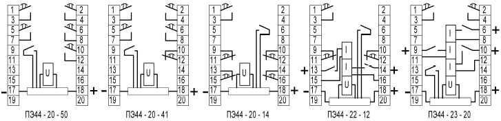 Схема электрических подключений реле ПЭ44 и ПЭ44-М
