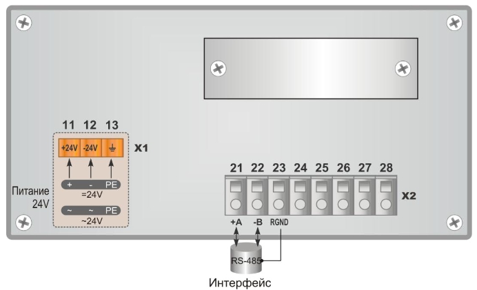 Схема подключения устройства ИТМ-110С на 24 В