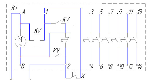Схема электрическая принципиальная реле ВС44-3
