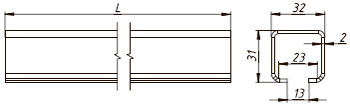 Рис.1. Габаритный чертеж кронштейна для крепления балочным зажимом