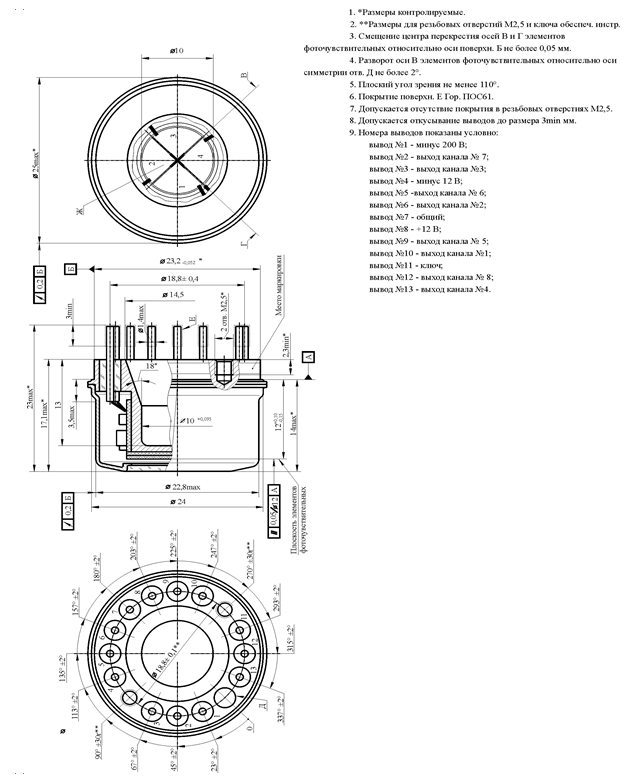 Рис.1 Схема конструкции фотоприемного устройства УФУР-01