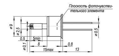 Рис.1 Схема габаритных размеров фотодиода ФД-312