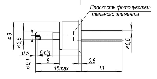 Рис.1 Схема габаритных размеров фотодиода ФД-312Л