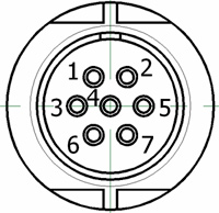 Рис.1.Схема подключения блока детектирования БДПС-96 к дозиметру-радиометру производится кабелем с разъемом РС-7