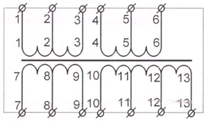 Рис.1. Схема электрическая трансформатора путевого ПТЦ-М 579.10.34