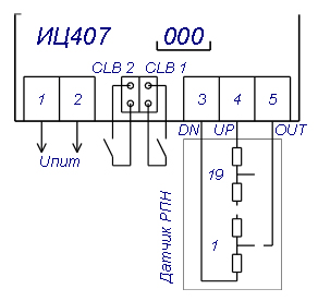 Рис.1. Схема подключения указателя ИЦ407