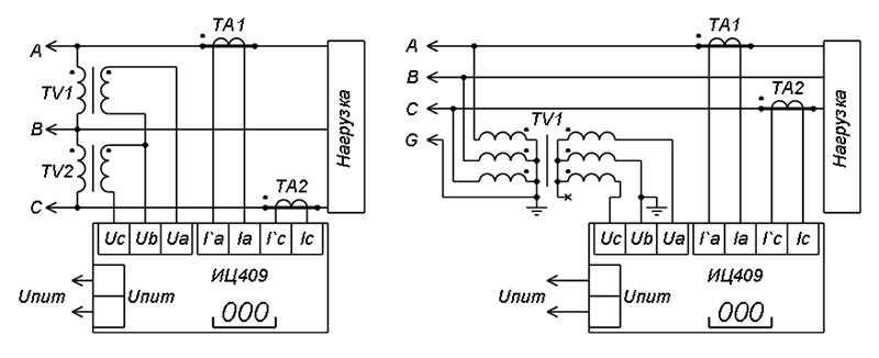 Рис.1.Схема подключения индикатора мощности ИЦ409