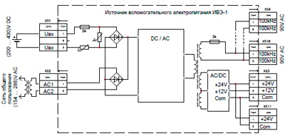 Рис.2. Схема подключения источника электропитания ИВЭ-1