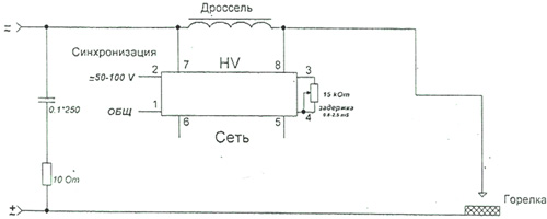 Рис.1. Схема для подключения осциллятора RE 177