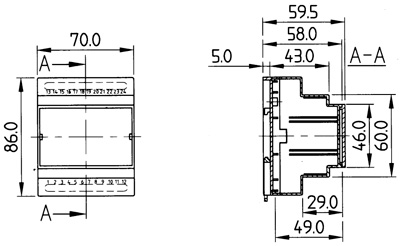 Рис.1. Схема габаритных размеров контроллера Aeroclim 8-svw