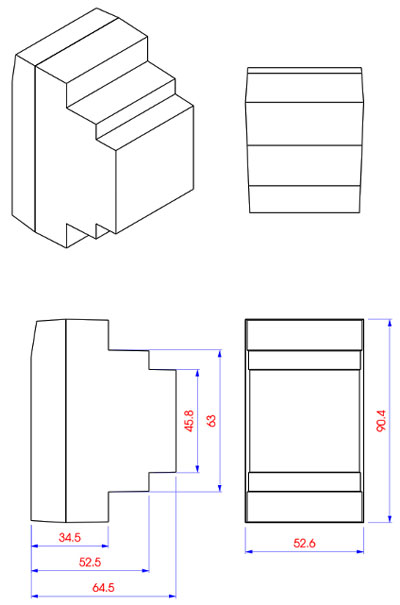 Рис.1. Схема габаритных размеров терморегулятора РТУ-40-Д-Pt