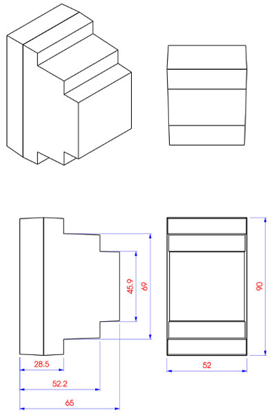 Рис.1. Схема габаритных размеров терморегулятора РТУ-10-10-Д-DS