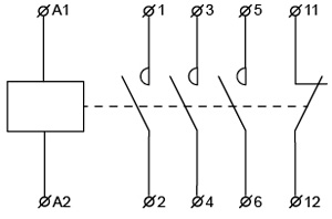 Рис.1. Схема электрическая ПМ 0-06-01 миниатюрного пускателя