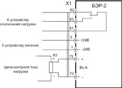 Рис.1. Схема подключения блока токовой защиты БЭР-2
