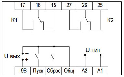 Рис.1. Схема подключения реле ВЛ-159М-4